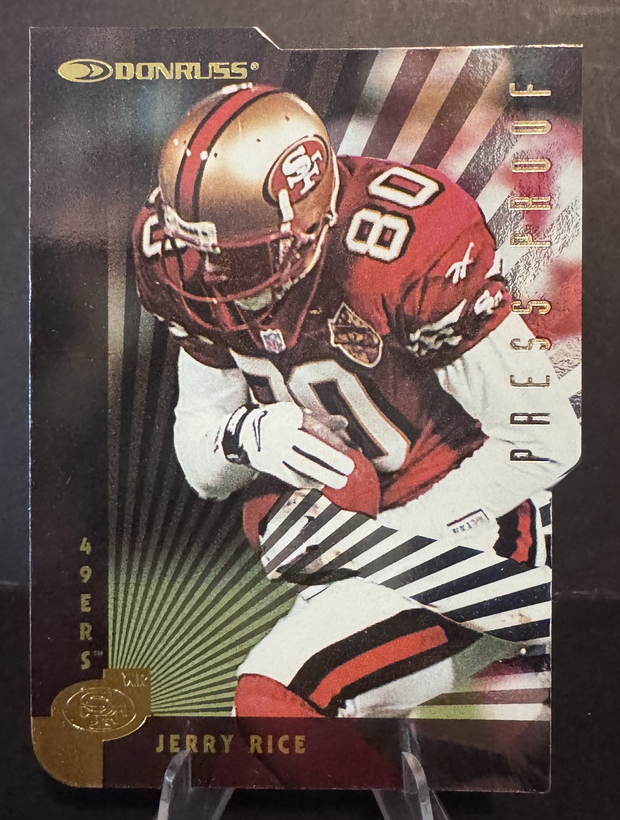 1997 Donruss Football #9 Jerry Rice Gold Press Proof Die-Cut /500 1997 Donruss Football #9 Jerry Rice Gold Press Proof Die-Cut /500