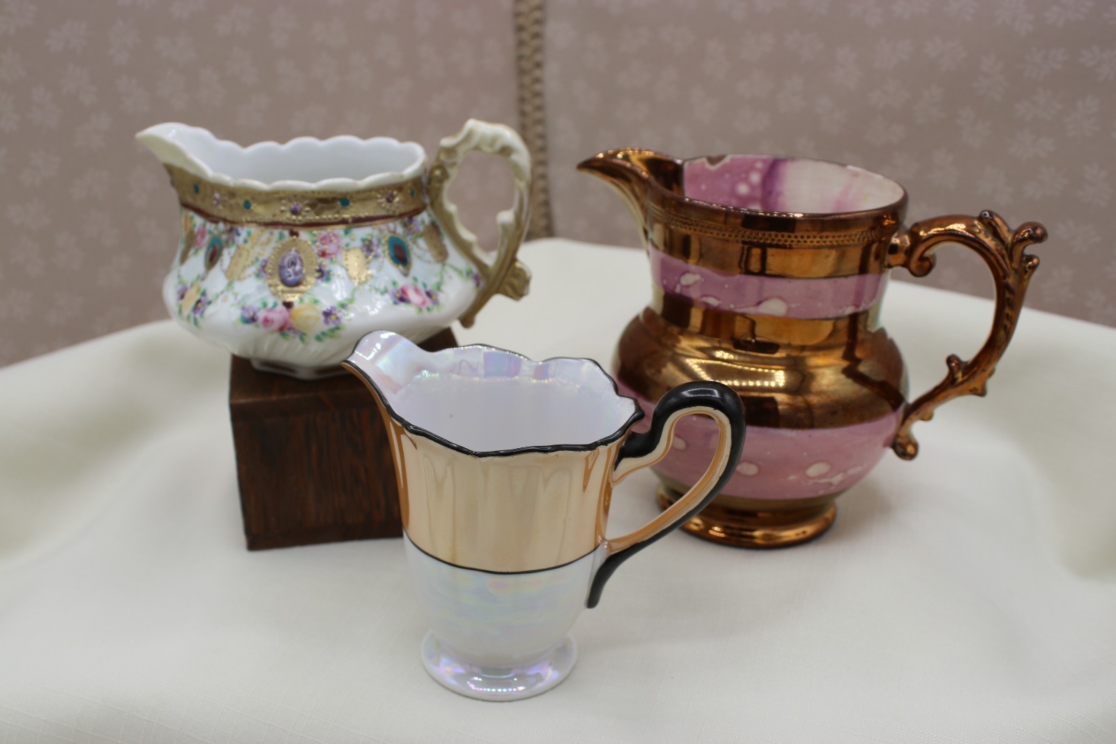 Variety Lot of 3 Beautiful Creamers, Lusterware, Nippon and Noritake