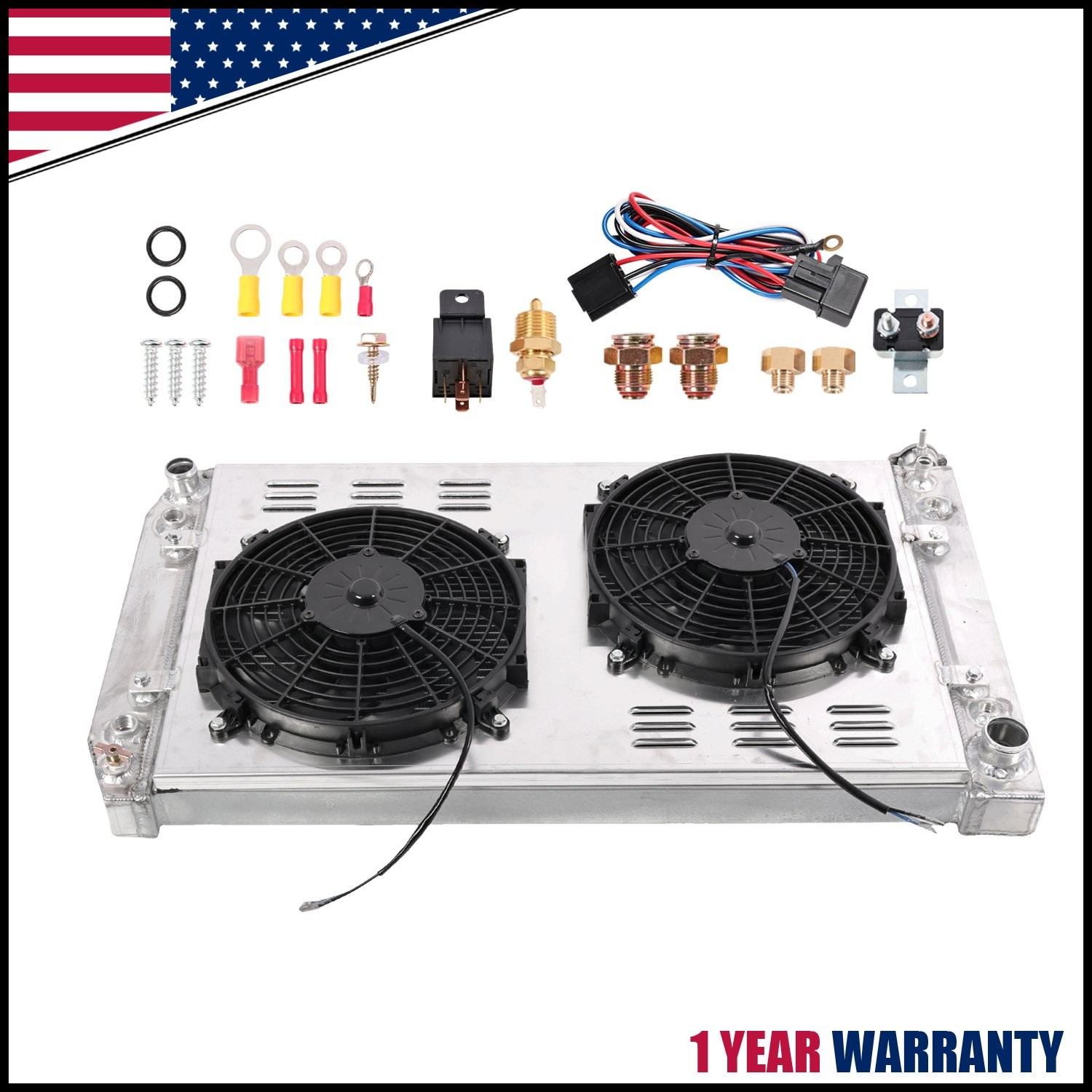 3Row Radiator+Shroud Fan Kit For 88-99 Chevy Truck GMC C/K C1500 C2500 C3500 622