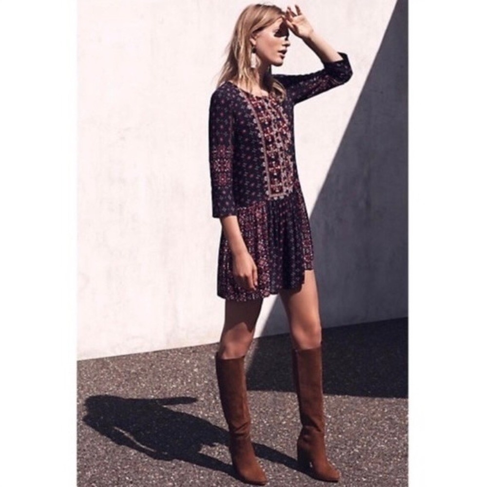 Anthropologie VANESSA VIRGINIA Kaleidoscope Beaded Shirtdress Dress Medium