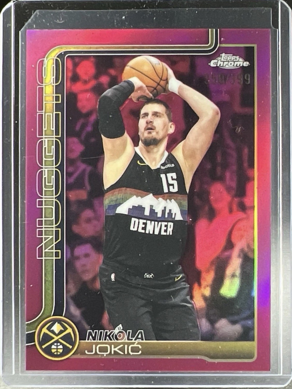 2025-26 Topps Chrome Update #12 Nikola Jokic Magenta Refractor 350/399 TRUE PINK