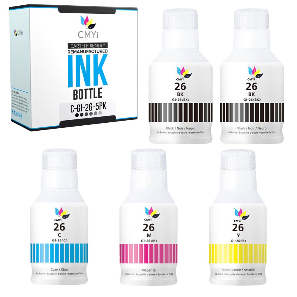 CMYi 5PK Compatible Ink Canon 26 Refill Bottle for MAXIFY GX4020 GX5020 GX5520X 