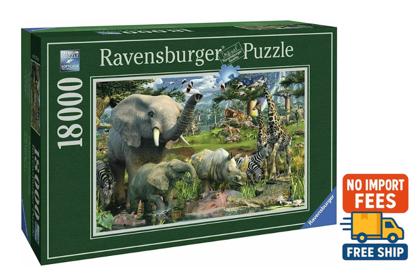 Ravensburger 17823 Jigsaw Puzzle AT THE WATERHOLE 18000 pcs. 276 x 192 cm. NEW Ravensburger 17823 Jigsaw Puzzle AT THE WATERHOLE 18000 pcs. 276 x 192 cm. NEW
