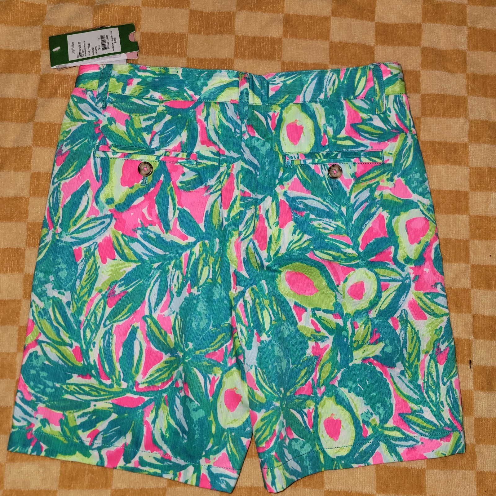 NWT Lilly Pulitzer 8 Beaumont Shorts Avocado Guac & Roll Pink Sunset BOYS 8
