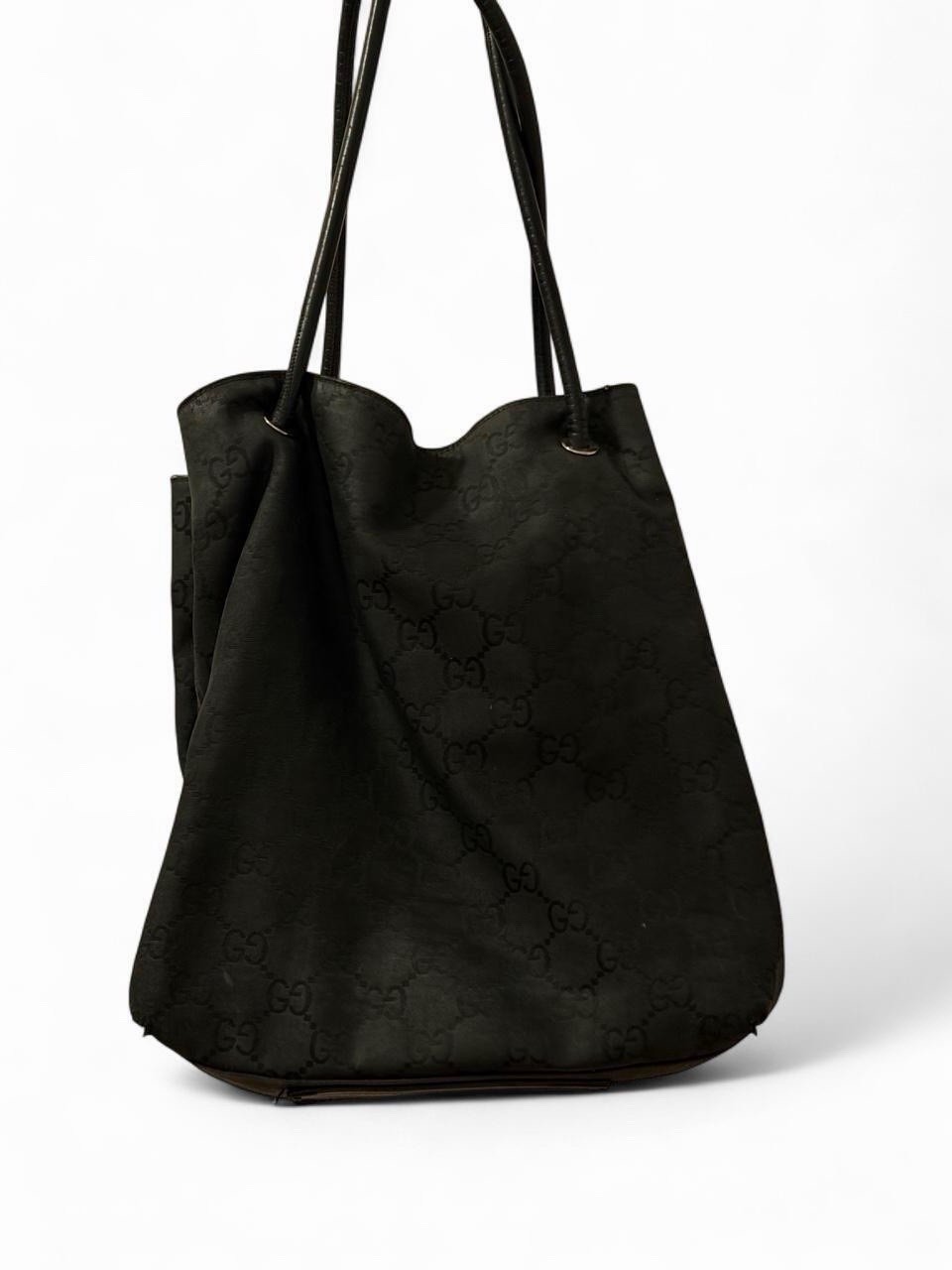 Authentic Gucci Black GG Nylon Monogram Gifford Tote Bag (Style 152274)  