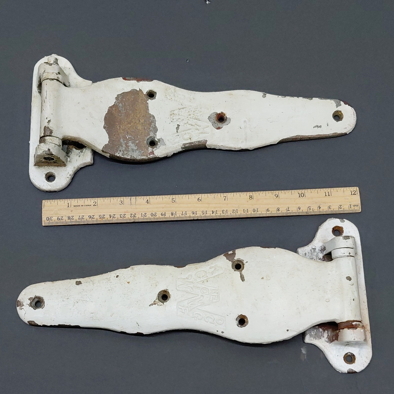 2 ACW Vintage White Metal Hinges 12 in Pair Salvage Hardware 2 ACW Vintage White Metal Hinges 12 in Pair Salvage Hardware