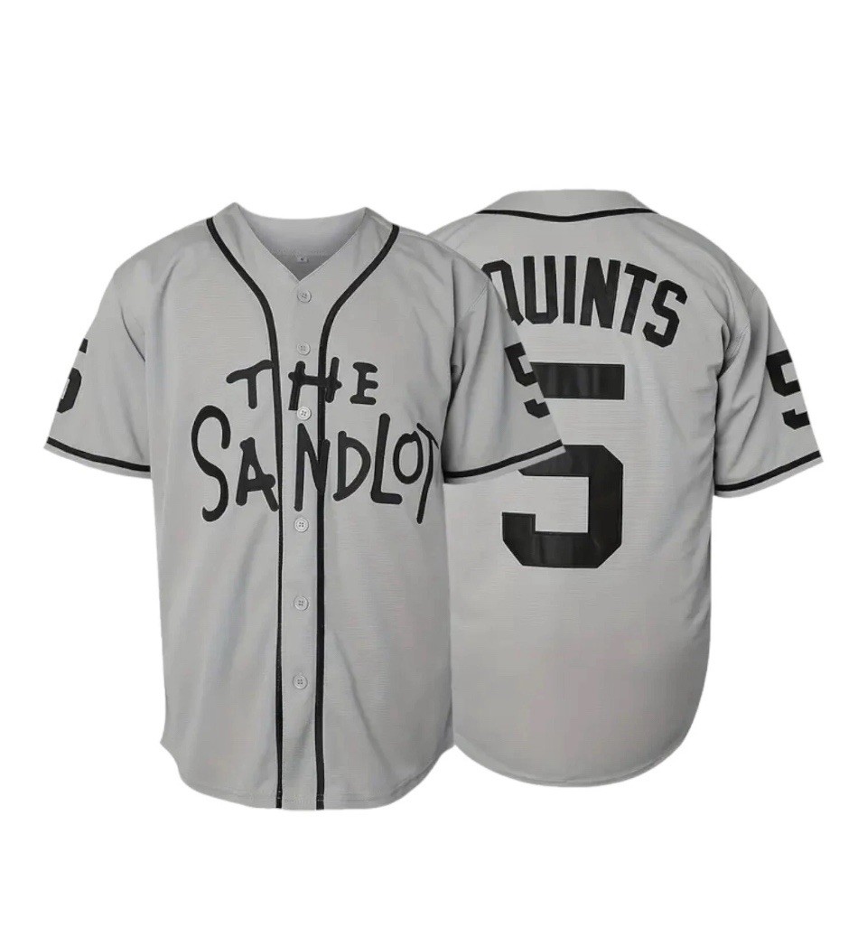 New Sandlot Baseball Jersey Squints #5 Gray Stitched Men\'s Size Large New Sandlot Baseball Jersey Squints #5 Gray Stitched Men\'s Size Large