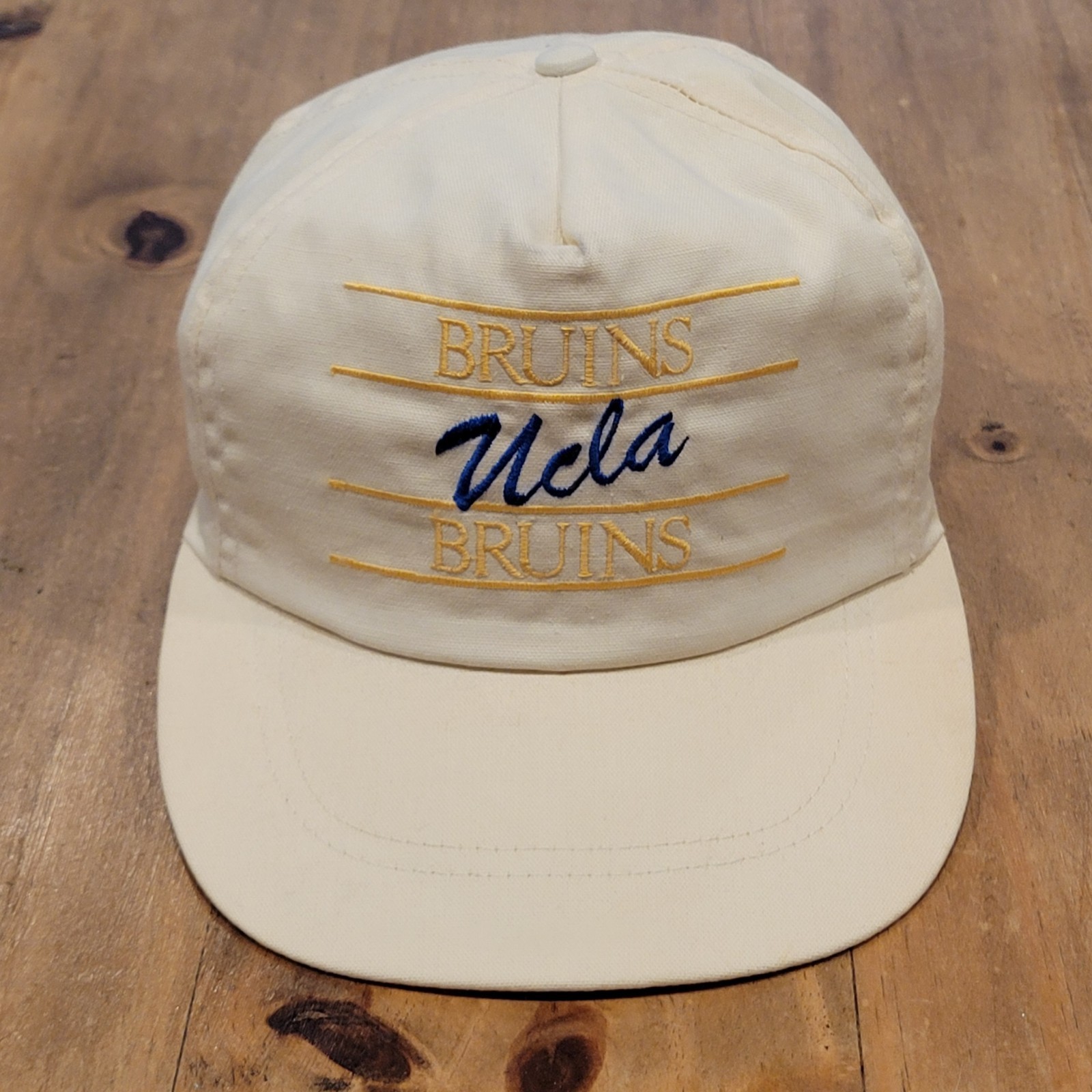 Vintage UCLA Bruins Hat Strap Back Ivory 4 Bar Line Logo 80s 90s Adjustable Vintage UCLA Bruins Hat Strap Back Ivory 4 Bar Line Logo 80s 90s Adjustable