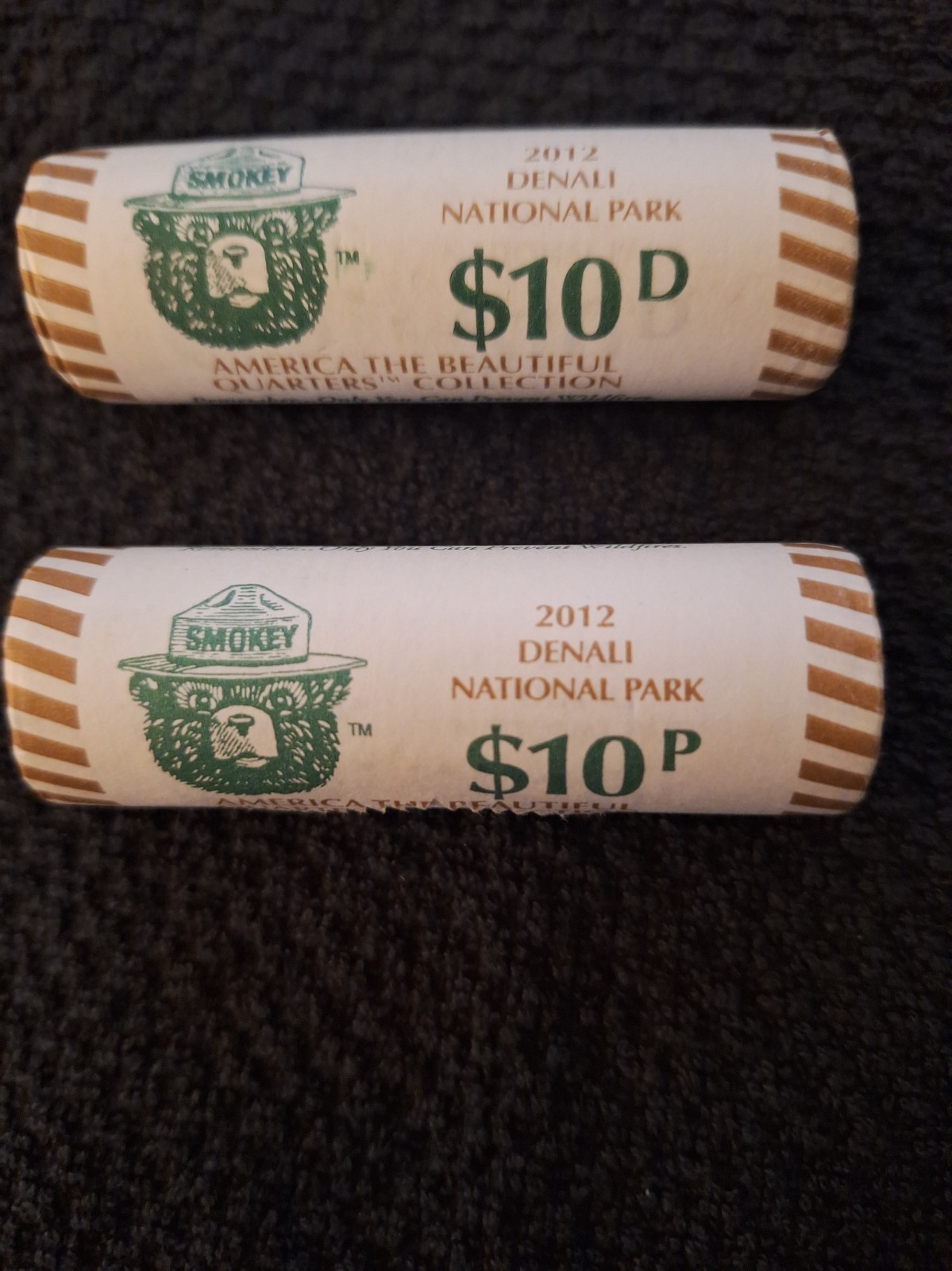 * 2 $10 rolls Denali National Park Quarters/ Smokey the Bear Mint Wrapping  P,D*