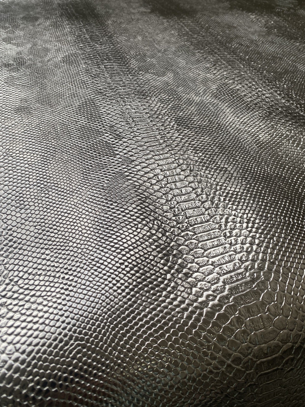Metallic Pewter Snake Embossed Faux Vinyl Fabric – Colorful Snakeskin Leather