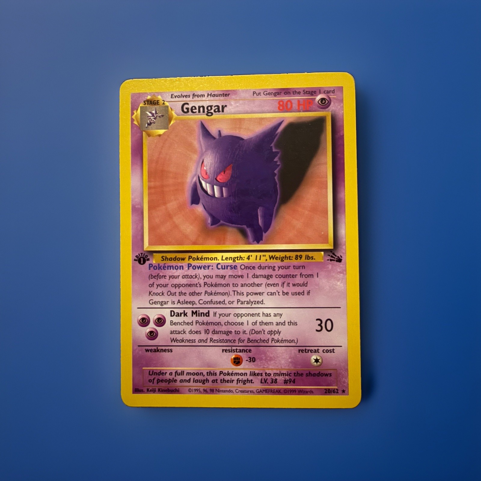 1st Edition Gengar 20/62 Fossil NM