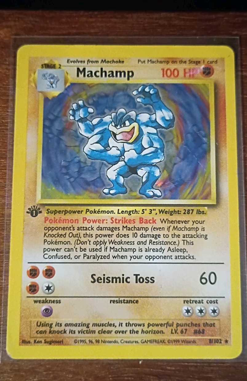 Machamp 8/102 - Base Set 1st Edition Holo Rare Pokemon TCG HP/DMG Machamp 8/102 - Base Set 1st Edition Holo Rare Pokemon TCG HP/DMG