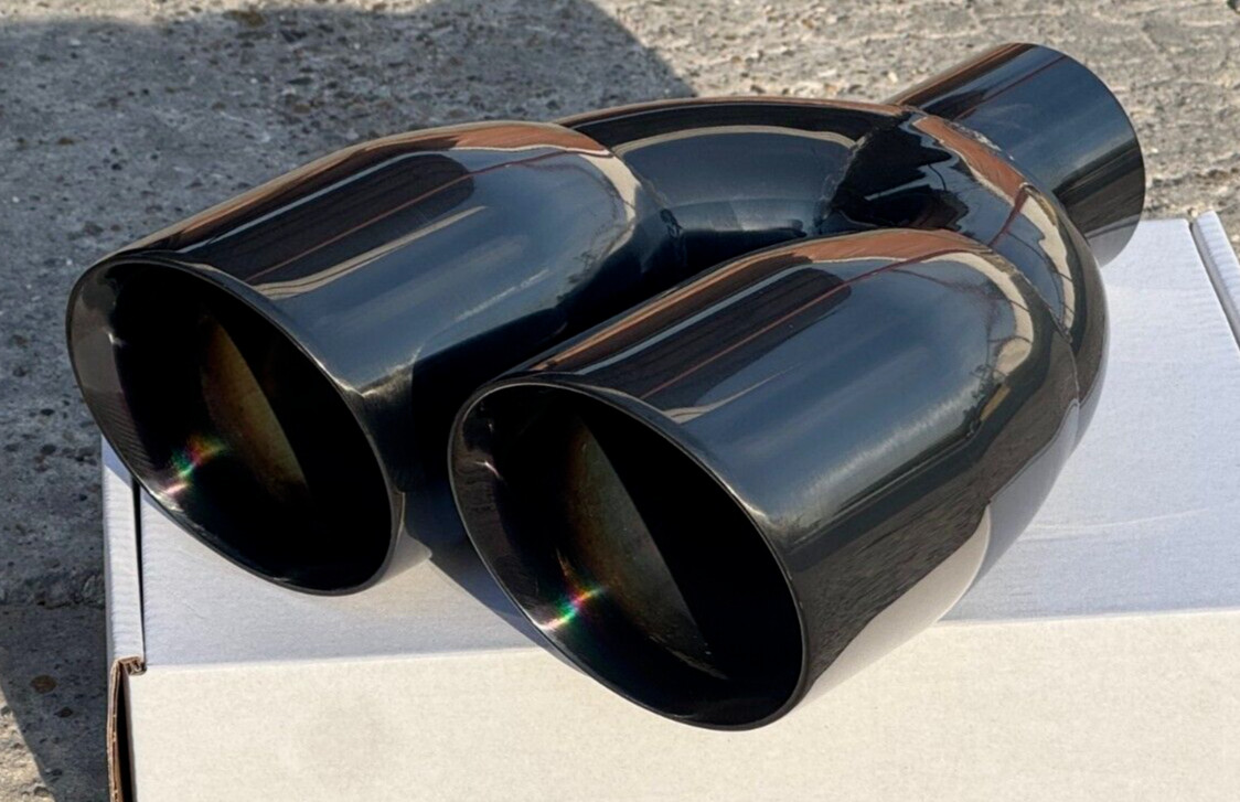 DUAL DOUBLE WALL ANGLE STAINLESS EXHAUST TIP 2.25
