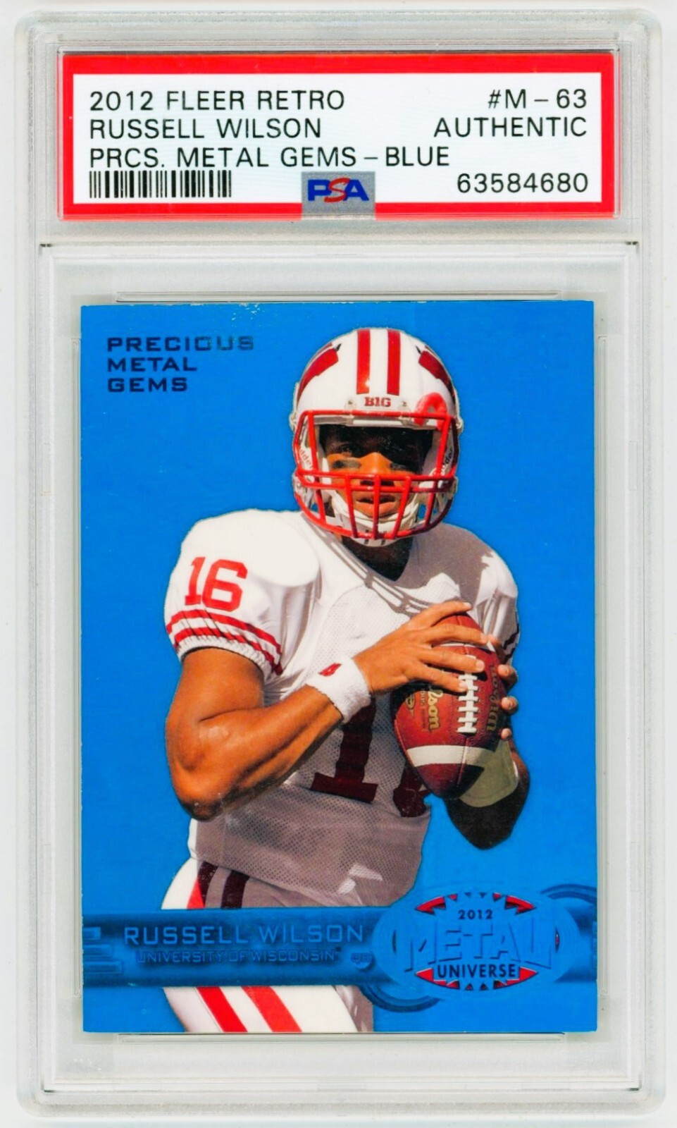 2012 Fleer Retro Russell Wilson Precious Metal Gems PMG Blue Rookie RC /50 PSA 2012 Fleer Retro Russell Wilson Precious Metal Gems PMG Blue Rookie RC /50 PSA
