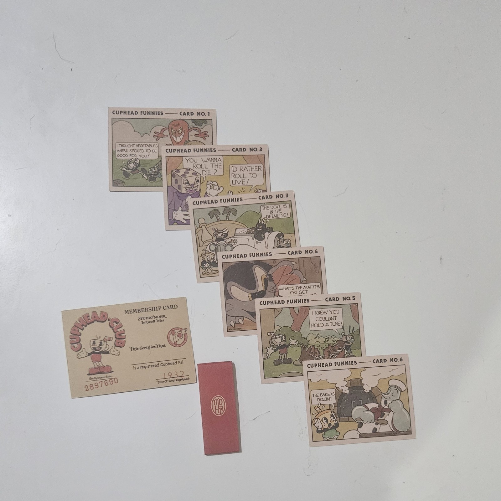Official Cuphead Funnies 6x Art Cards + Membership Card