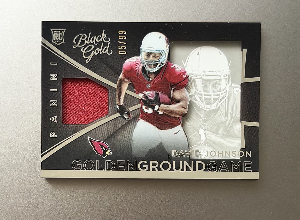 2015 Panini Black Gold Golden Ground Game David Johnson GGG-DJ White Gold /99 RC