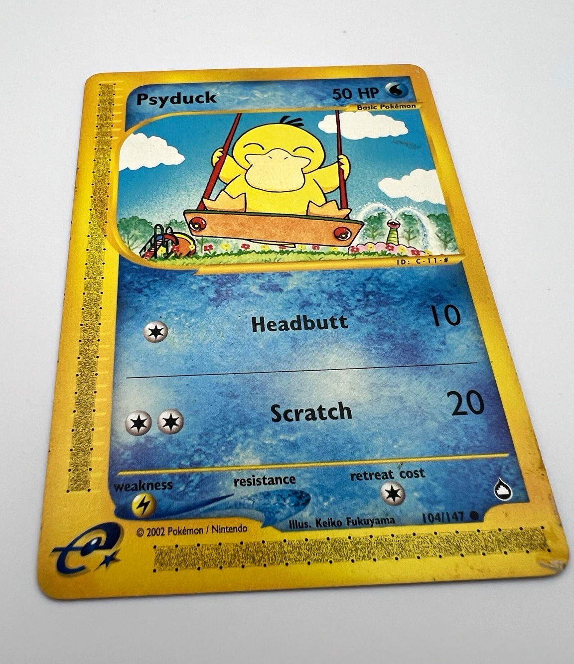 2003 Pokemon Psyduck 104/147 Aquapolis e-Reader WOTC Non-Holo Vintage Played 2003 Pokemon Psyduck 104/147 Aquapolis e-Reader WOTC Non-Holo Vintage Played