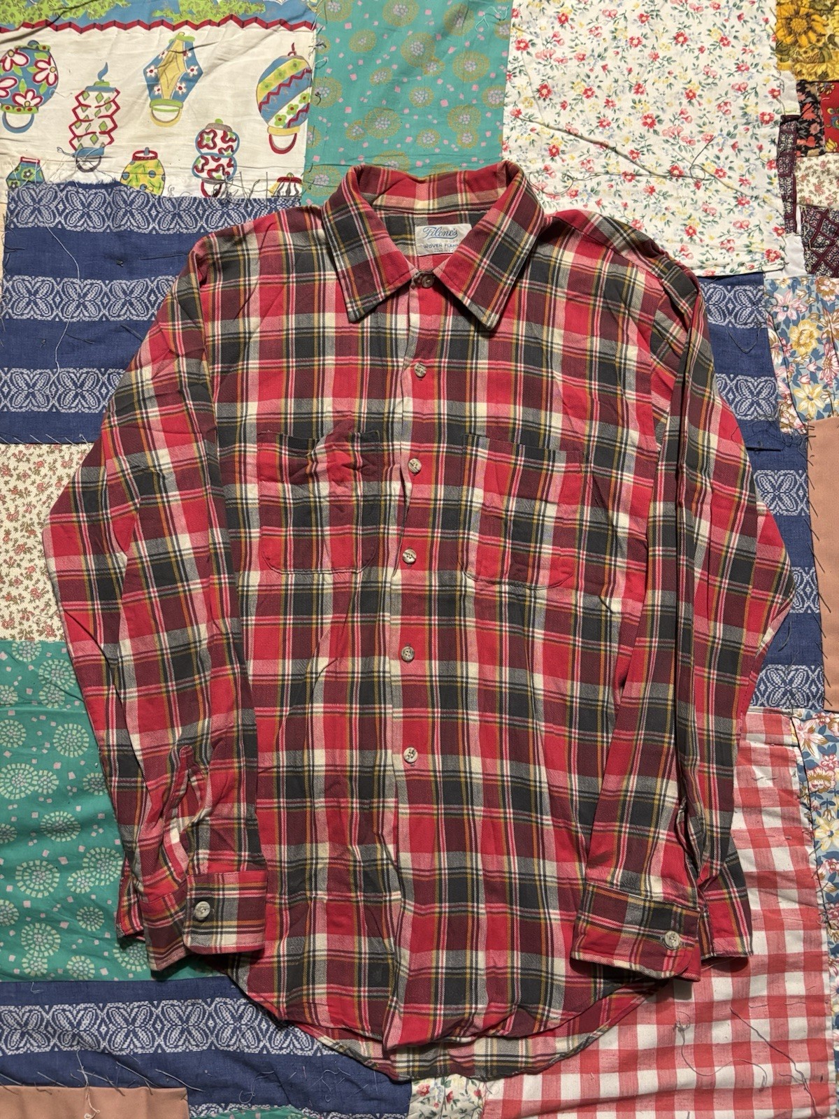 Vintage 50s 1960s Cotton Plaid Flannel Made In USA