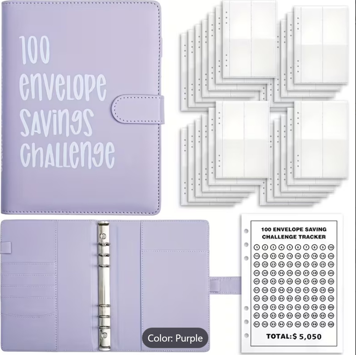 Random color- 100 Envelope Savings Challenge Book with Envelopes, Budget Planner Random color- 100 Envelope Savings Challenge Book with Envelopes, Budget Planner