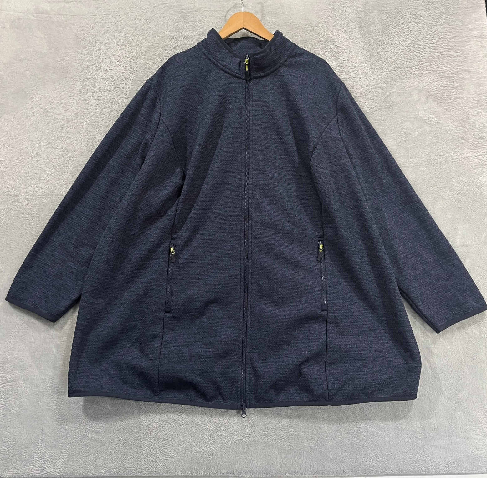 Ulla Popken Jacket Womens 32 34 Full Zip Jacket Hood Navy Blue Fleece Hoodie