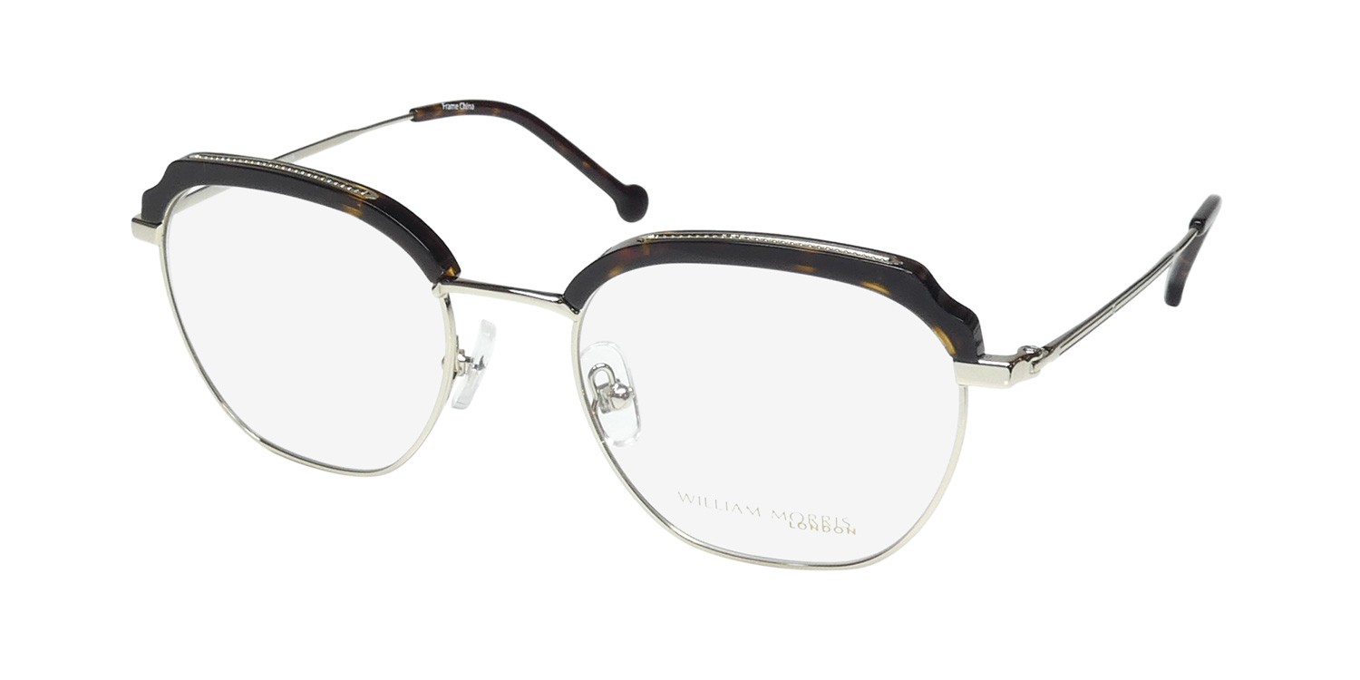 NEW WILLIAM MORRIS LONDON 50121 EYEGLASS FRAME BROWLINE METAL & PLASTIC C1