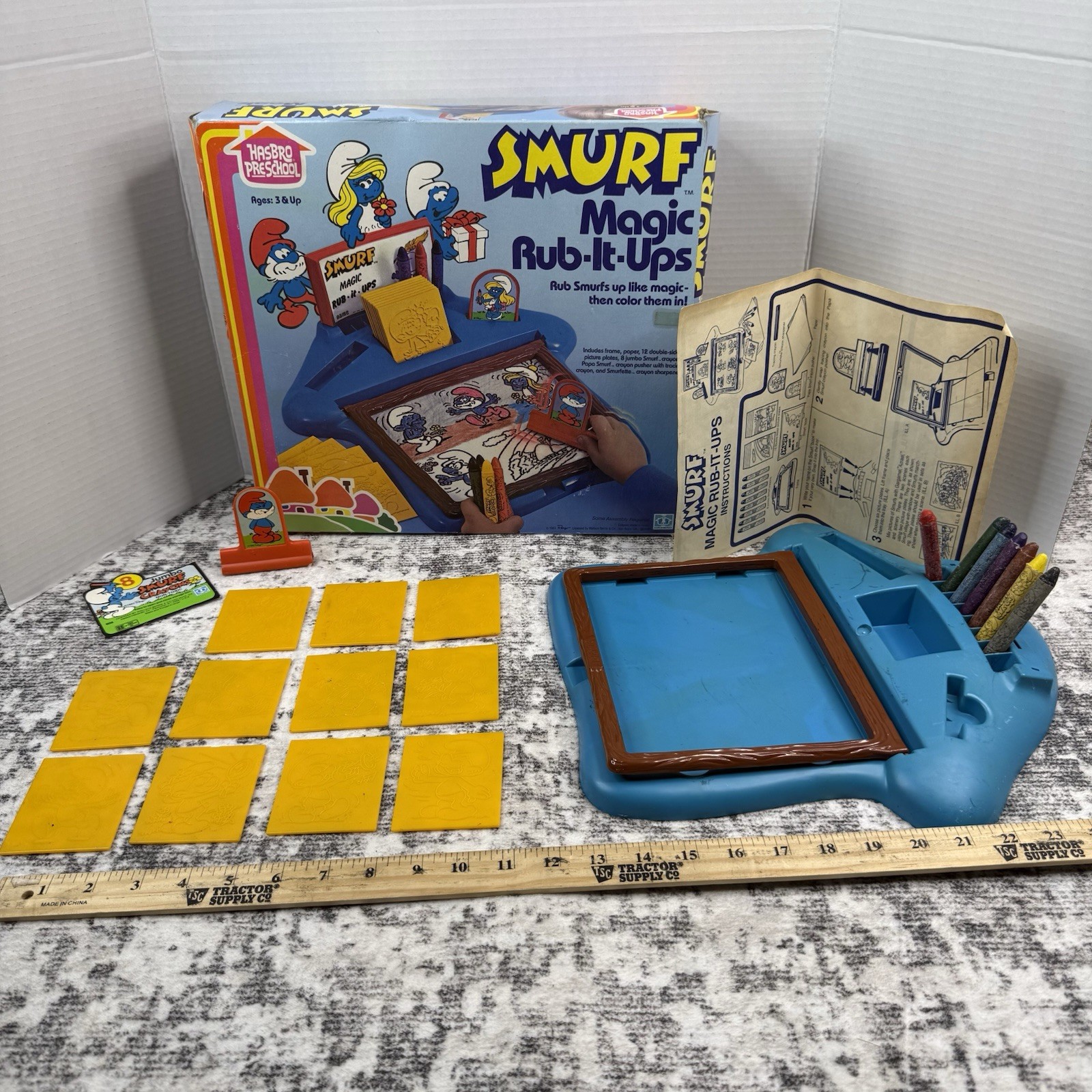 Vintage 1983 Hasbro Pre K Smurfs Rub It Magic Play Set& Accessories Incomplete Vintage 1983 Hasbro Pre K Smurfs Rub It Magic Play Set& Accessories Incomplete