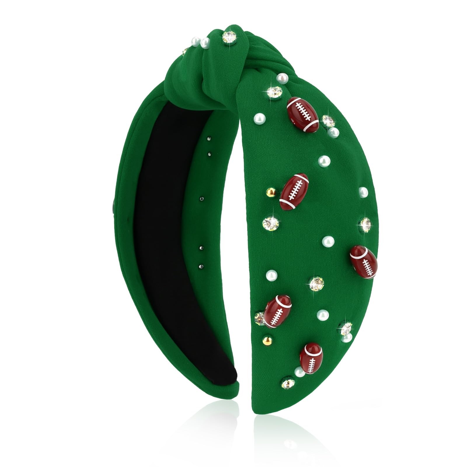 Ondder Football Headband for Women Green Top Knot Headband for Women Hair Acc...