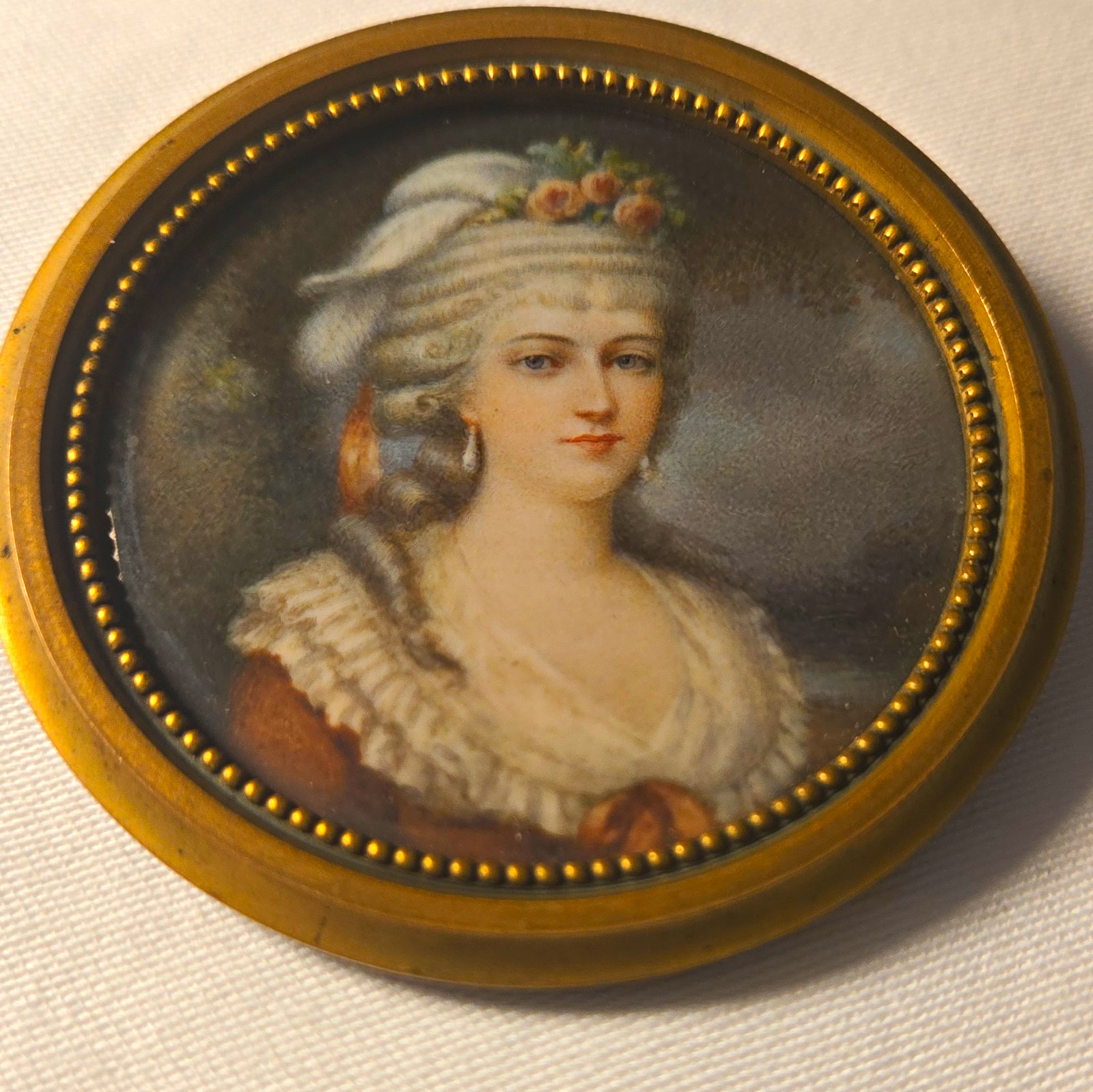 Gorgeous Antique Portrait Miniature Of Marie??? Gorgeous Antique Portrait Miniature Of Marie???