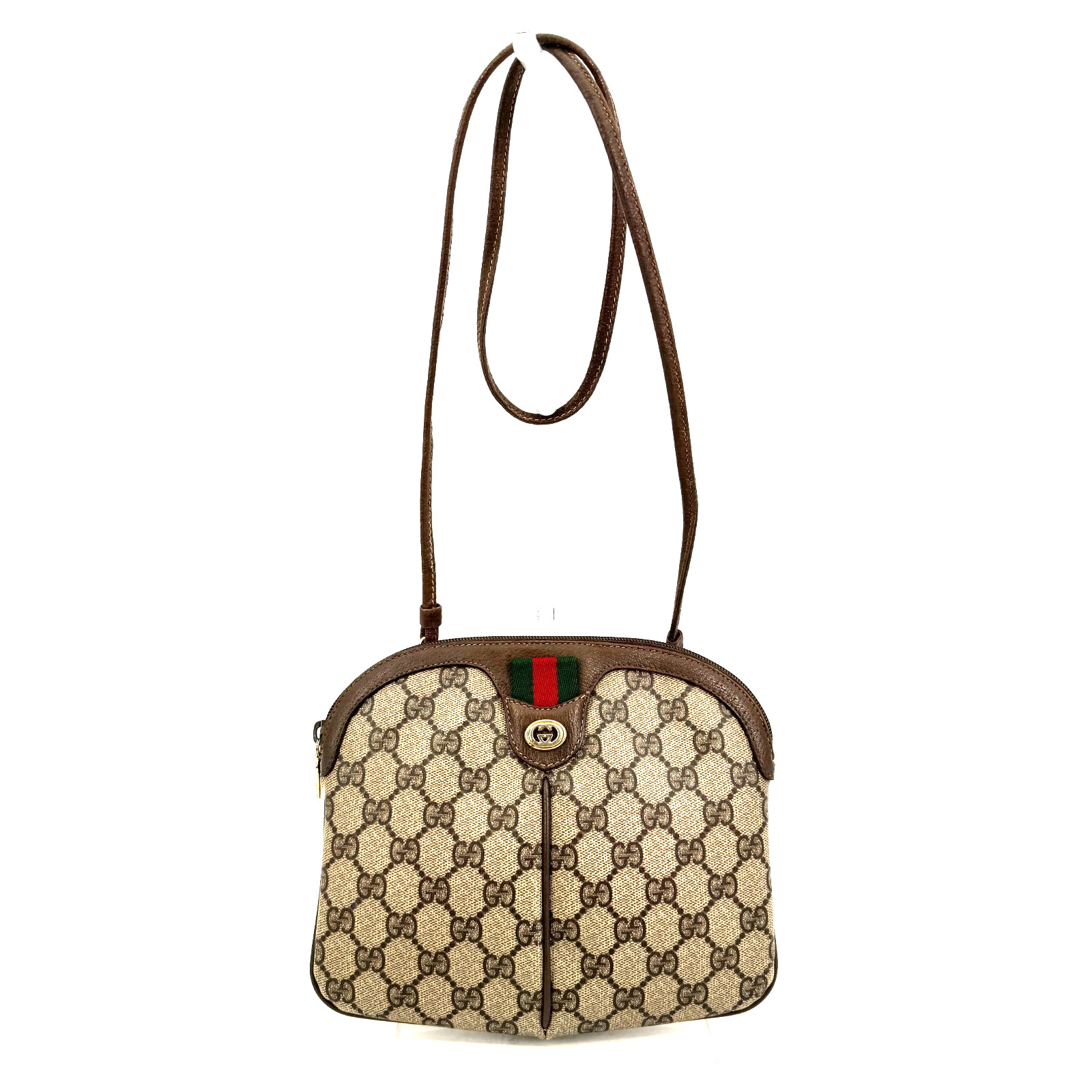 Vintage GUCCI Sherry Shoulder Bag GG Crossbody Brown Auth