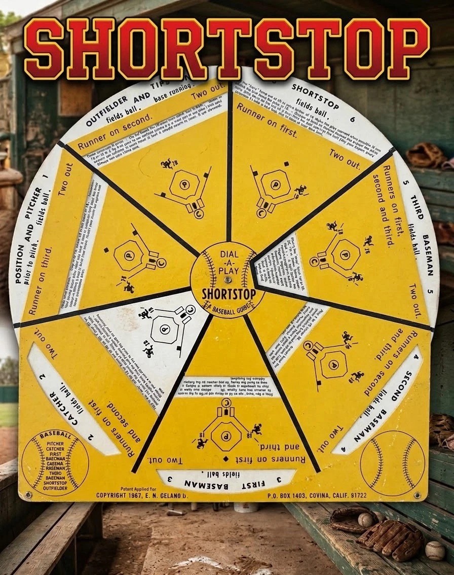 Dial-A-Play Shortstop | Baseball Wheel Chart 1969 Vintage Visual Aid