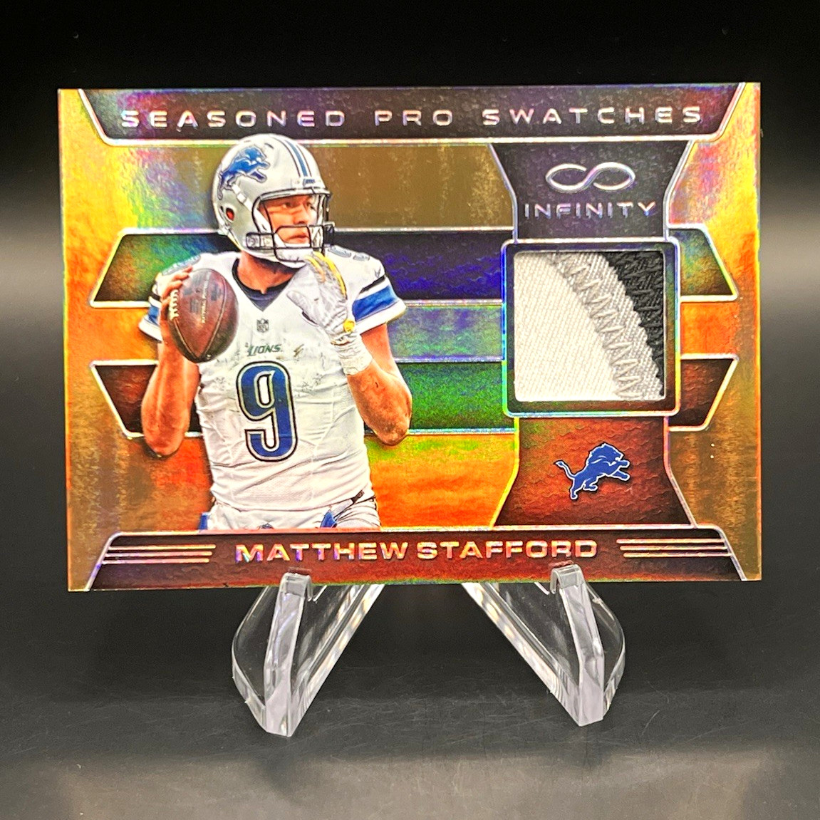 Matthew Stafford 2016 Panini Infinity Seasoned Pro Swatches /8 #SP-MS Game Worn Matthew Stafford 2016 Panini Infinity Seasoned Pro Swatches /8 #SP-MS Game Worn
