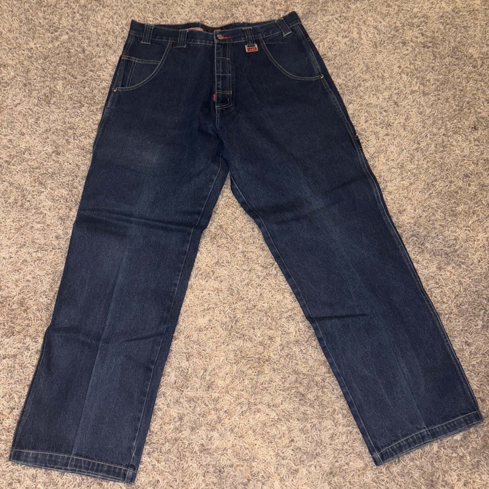 Vintage Y2K Ecko Unltd Jeans Embroidered Baggy 5 Pocket Size 36x34 Navy Blue