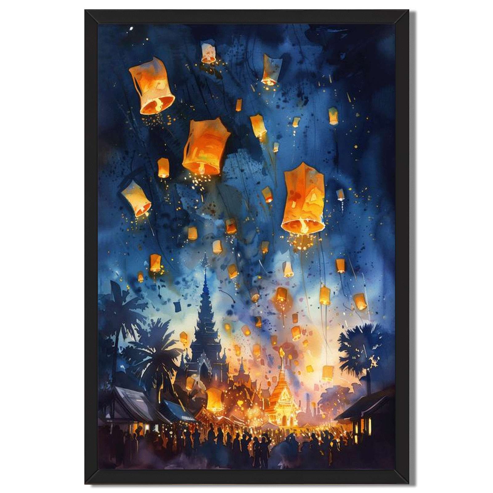 Lantern Festival Night Scene Canvas Oil Paintings Reproduction