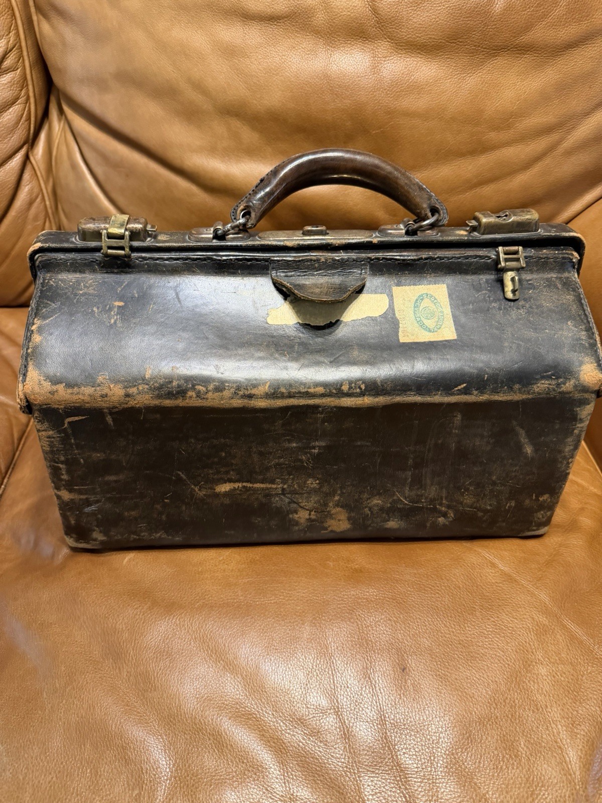 Vintage 1940s US Physicians Black Leather Locking Doctors Bag Case