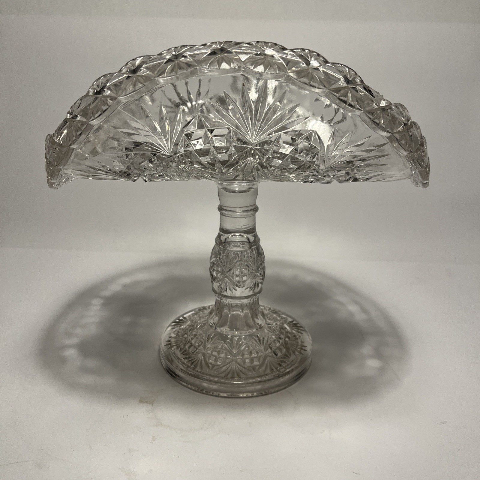 Antq. EAPG Clear McKee Bros Majestic High Standard Glass Banana Stand c1893-1901