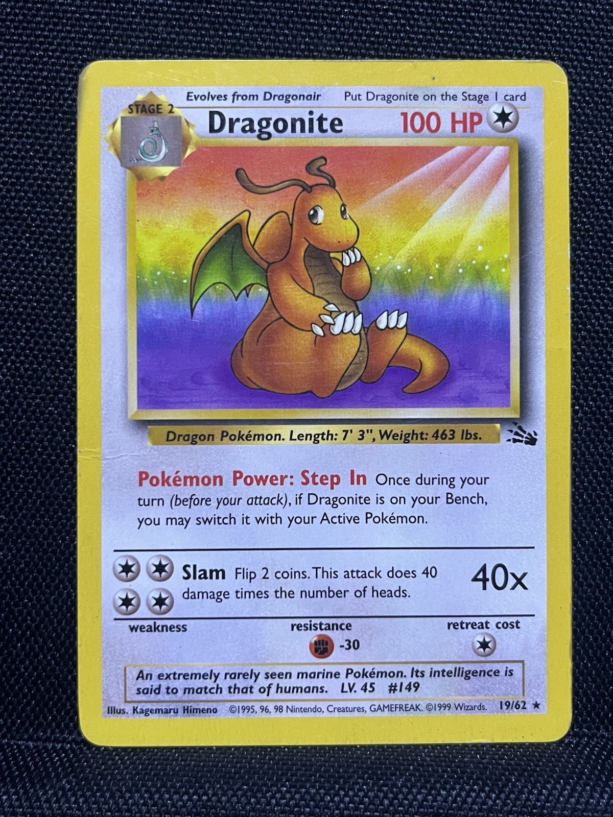 Pokemon TCG Dragonite Fossil Unlimited Card 19/62 Regular Rare Non-Holo Pokemon TCG Dragonite Fossil Unlimited Card 19/62 Regular Rare Non-Holo
