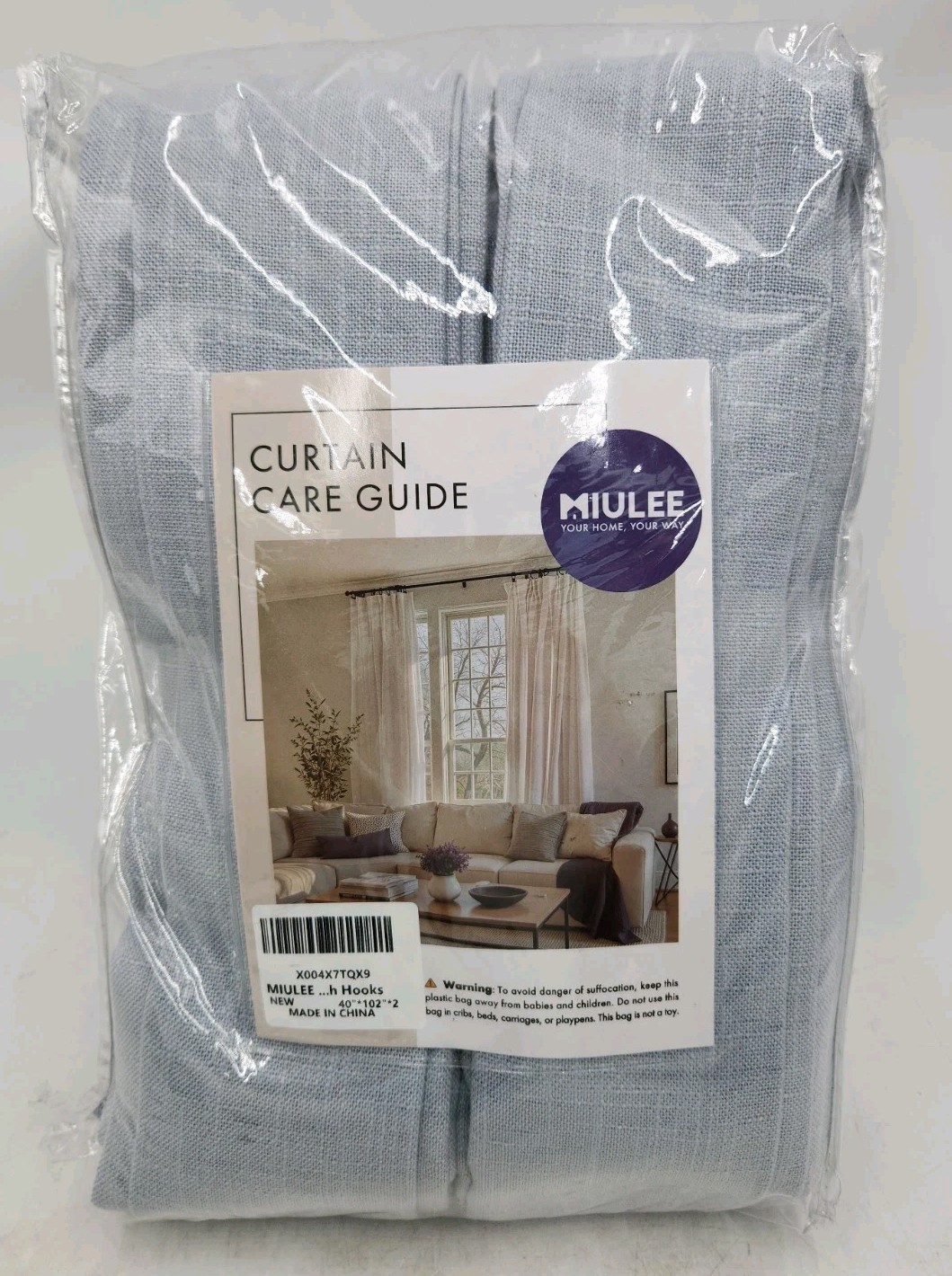 NEW Miulee Chambray Blue Pinch Pleated Linen Curtains 102\ NEW Miulee Chambray Blue Pinch Pleated Linen Curtains 102\