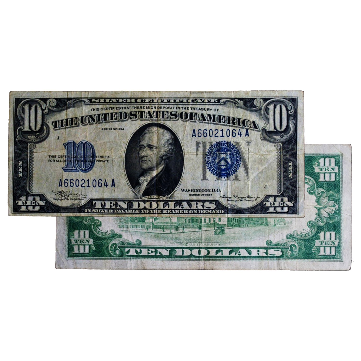 $10 - 1934 Blue Seal Silver Certificate - Very Fine $10 - 1934 Blue Seal Silver Certificate - Very Fine