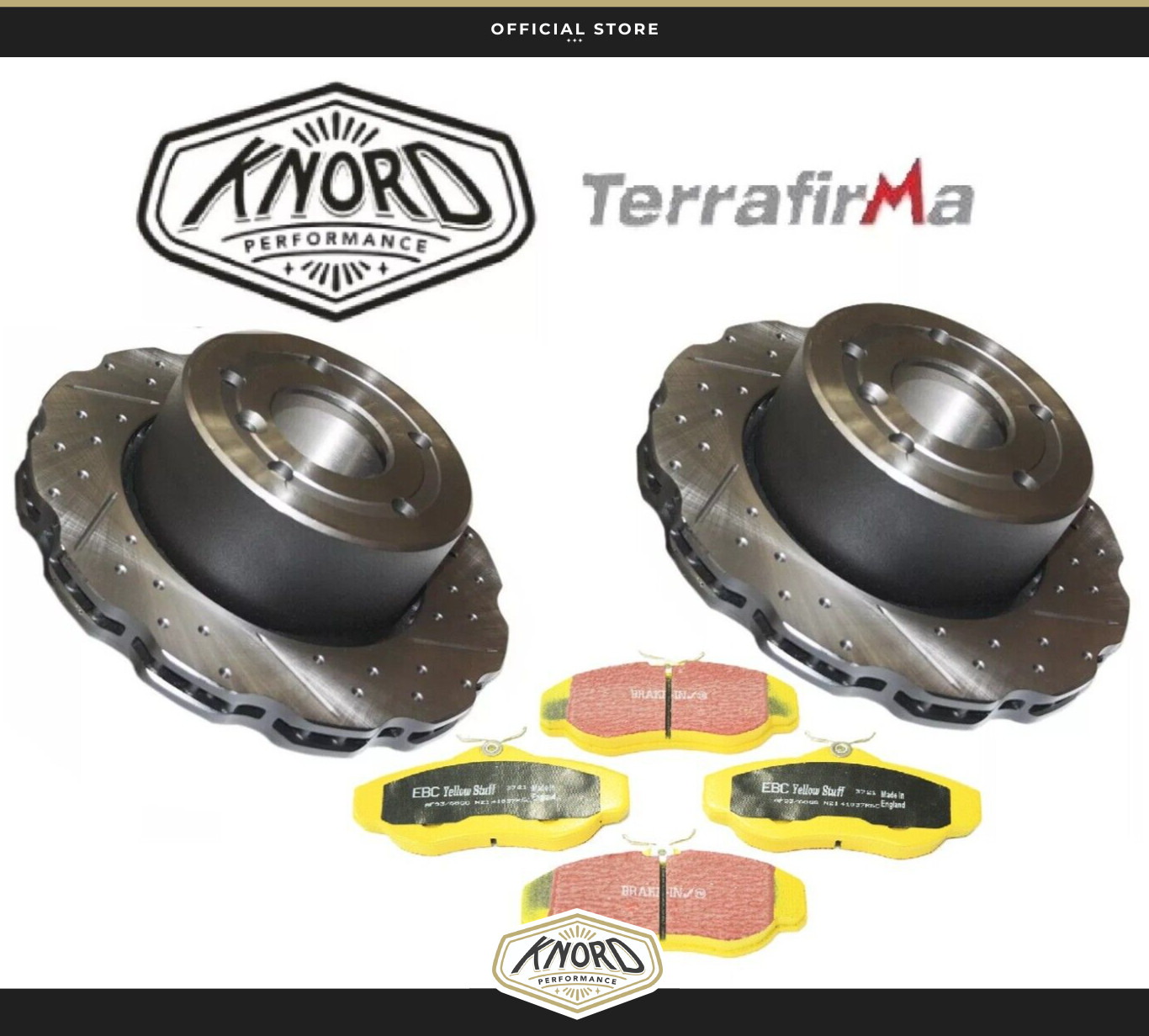 FRONT DRILLED & GROOVED VENTED DISCS EBC YELLOWSTUFF PADS FOR DISCOVERY 2