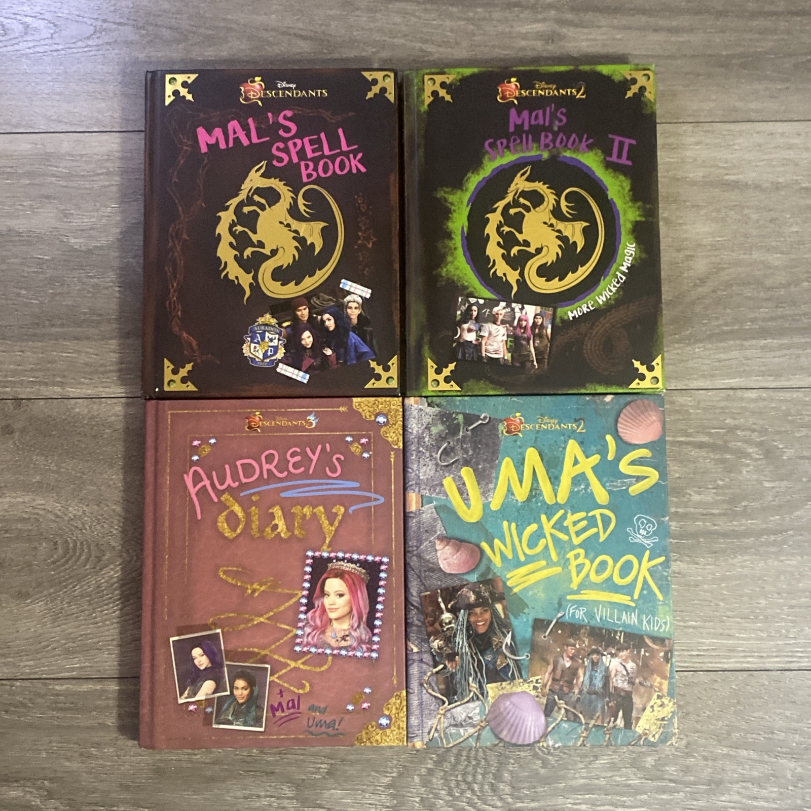 Disney Descendants Hardcover Books Lot of 4 Mal Spell Book Uma Audrey Diary