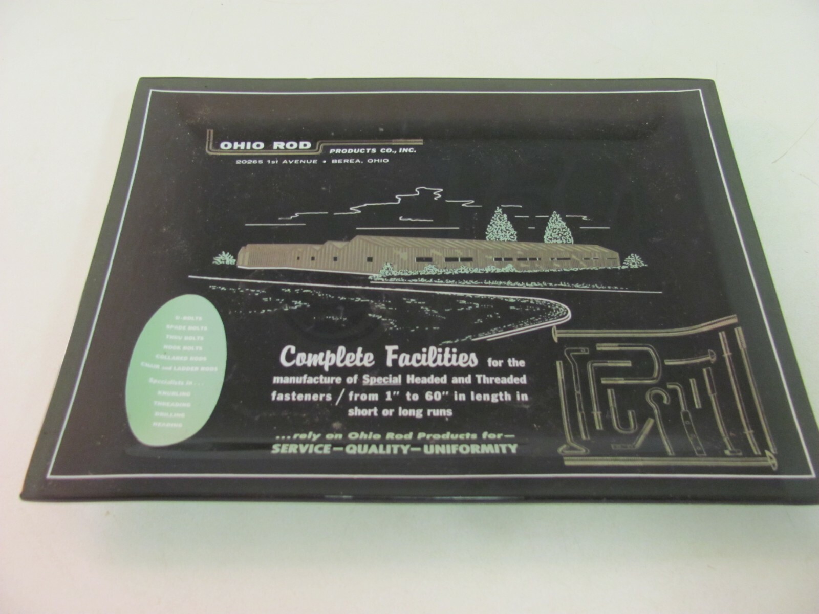 Ohio Rod Products Co, INC. Vintage Advertising Trinket Tray Berea, OH