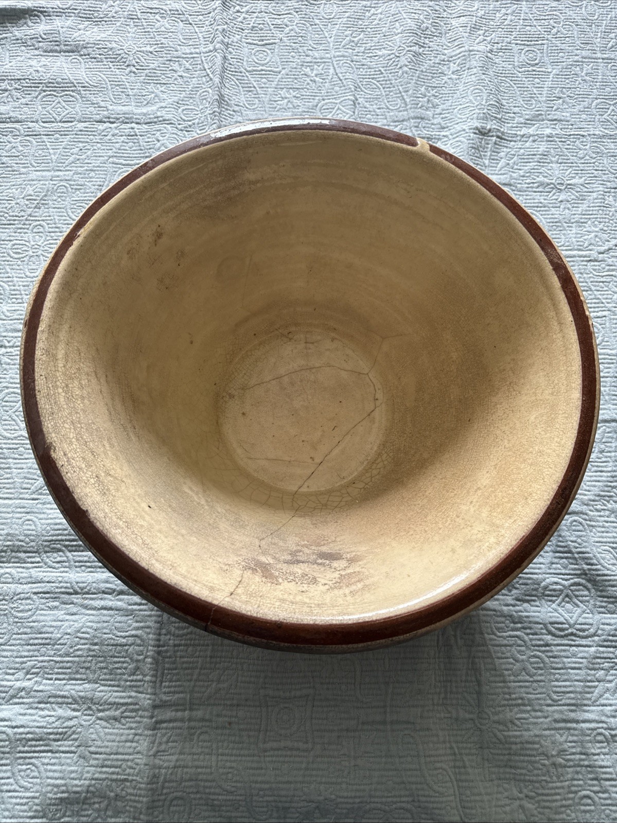 Antique French Terracotta Pancheon Ceramic Dough Or Dairy Bowl HEAVY Antique French Terracotta Pancheon Ceramic Dough Or Dairy Bowl HEAVY