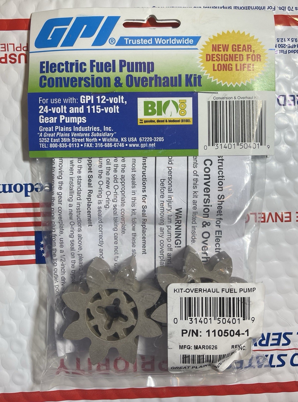 GPI Fuel Pump Overhaul & Conversion Kit 110504-1   NEW SEALED 