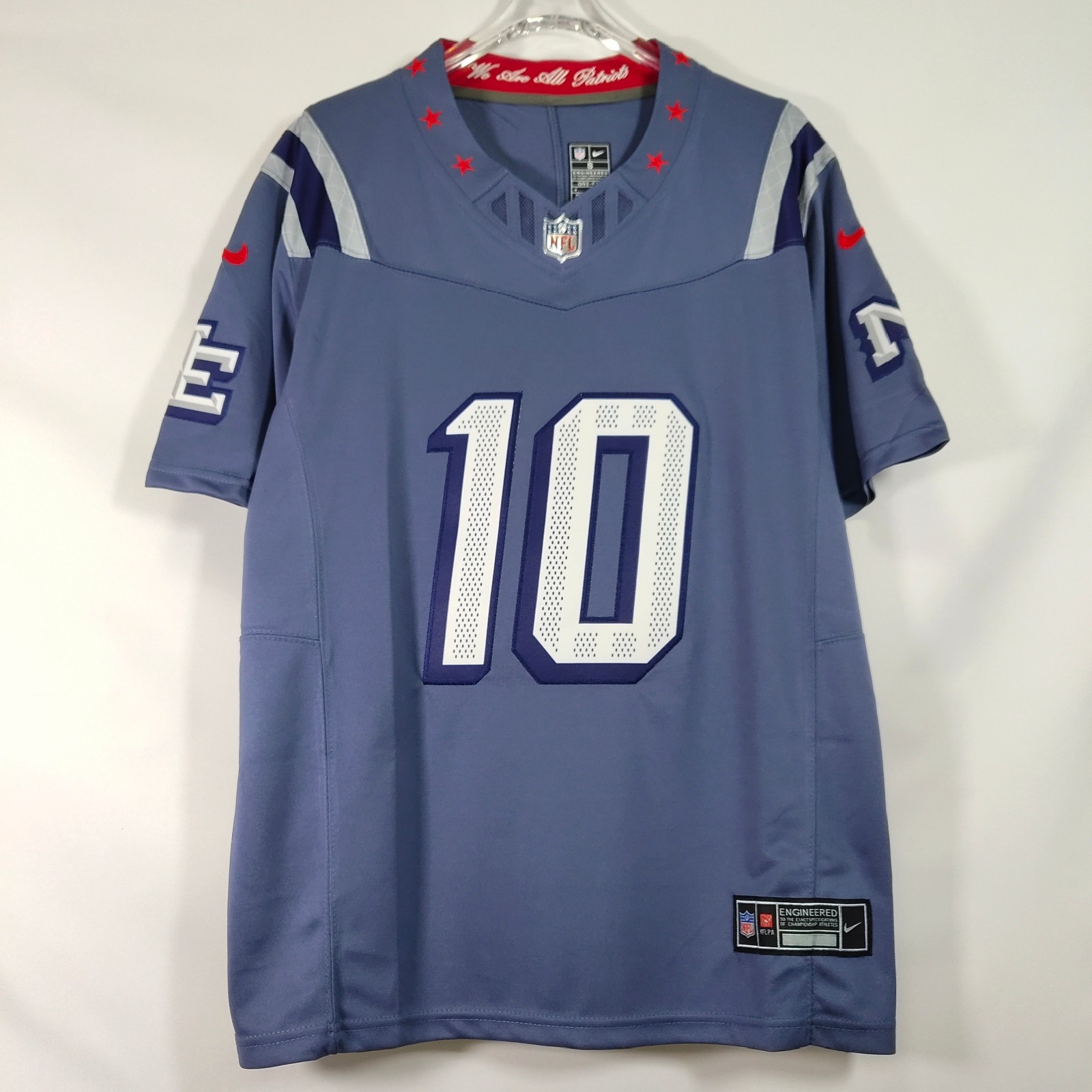 Drake Maye #10 Blue Men\'s Adult Embroidered Jersey, Sizes S-4XL