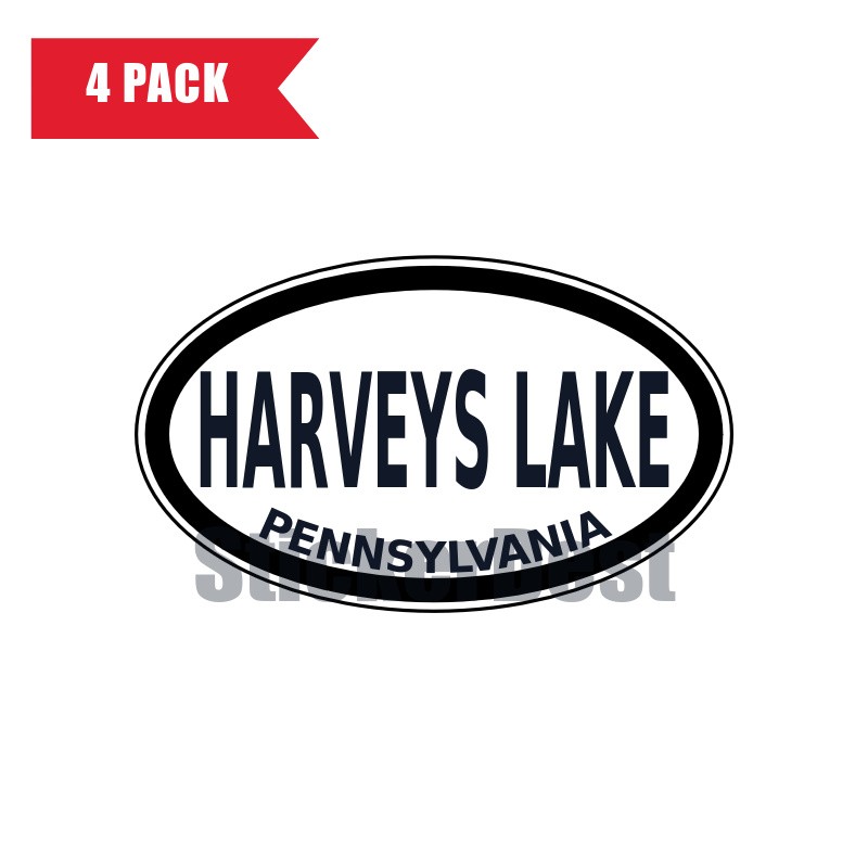 Pennsylvania Harveys Lake Oval Sticker 4 Pack 3x2 Inch