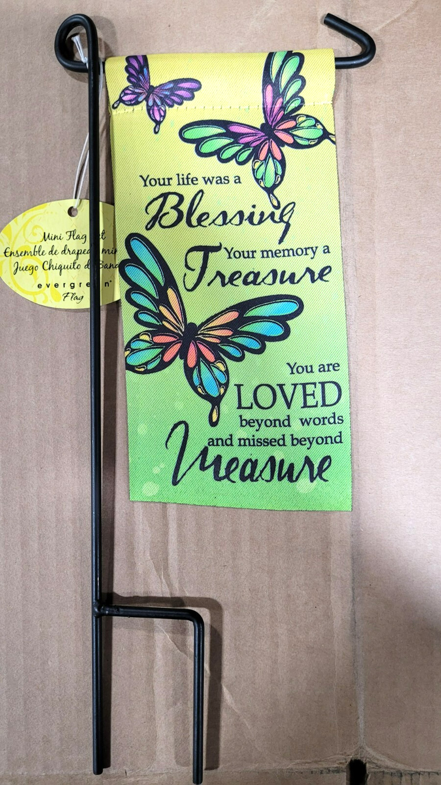 Your Life Was A Blessing Your Memory A Treasure  - Mini Flag & Stand Set, New