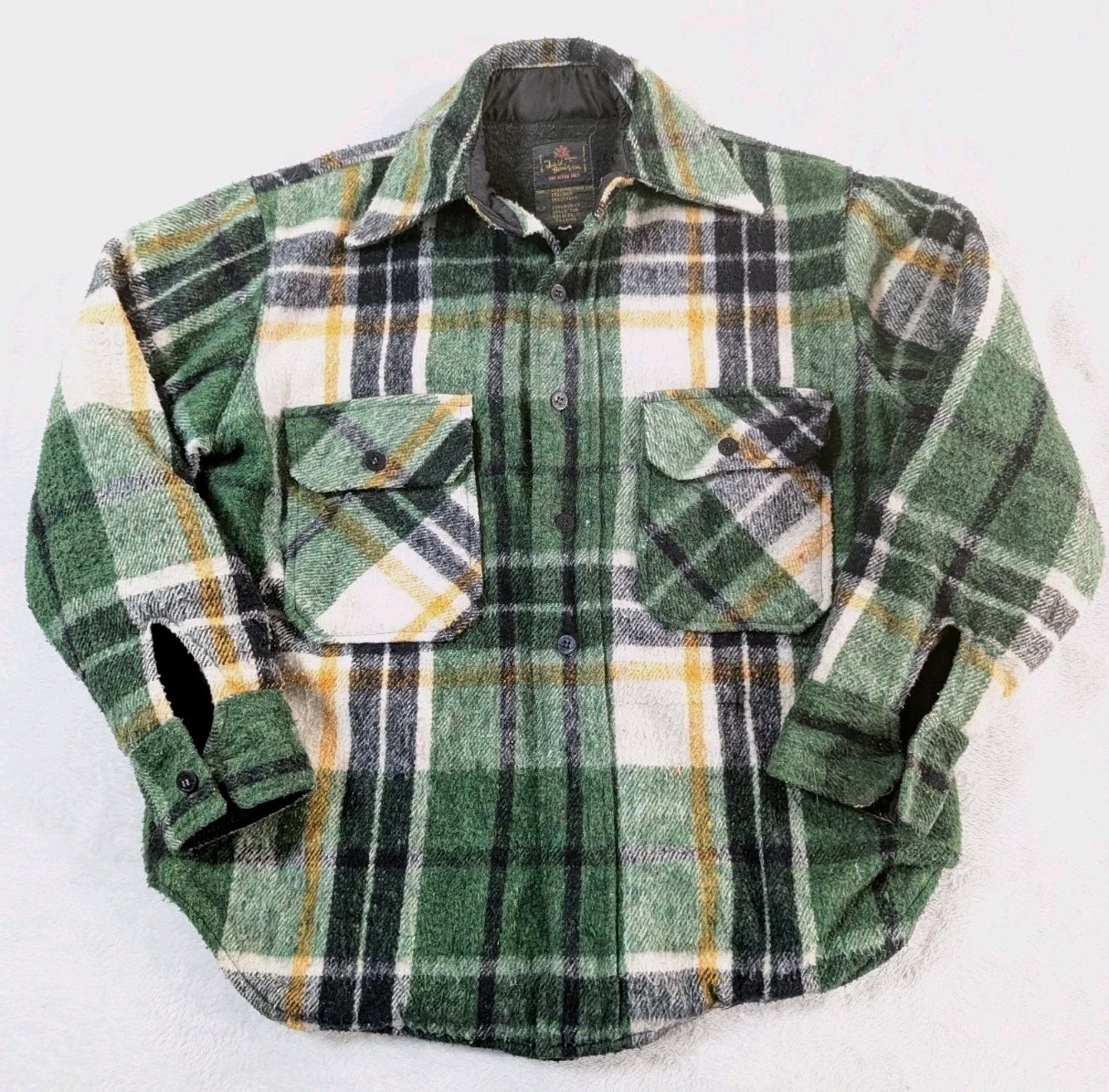 Vtg 60\'s CPO Linen/Wool Heavy Flannel Shacket Men\'s Sz Medium Plaid Insulated