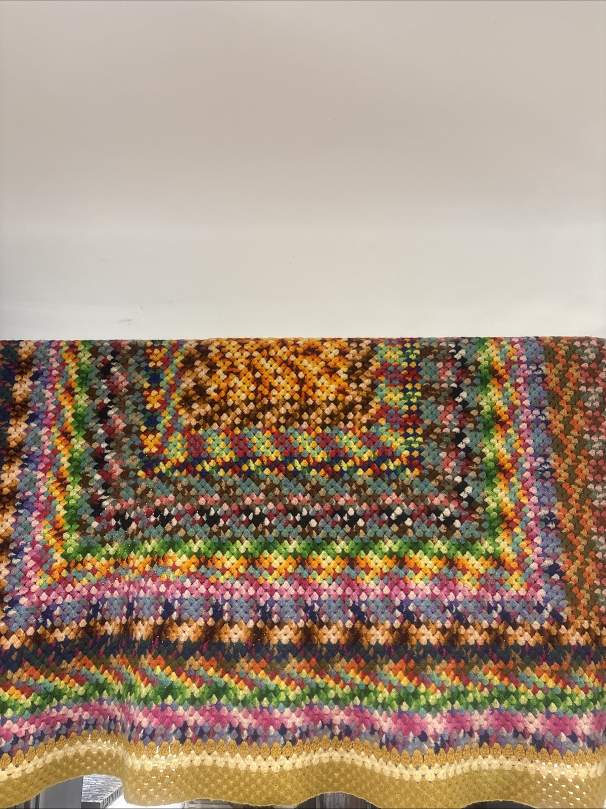 Vintage Handmade Granny Crochet Afghan 80x 96