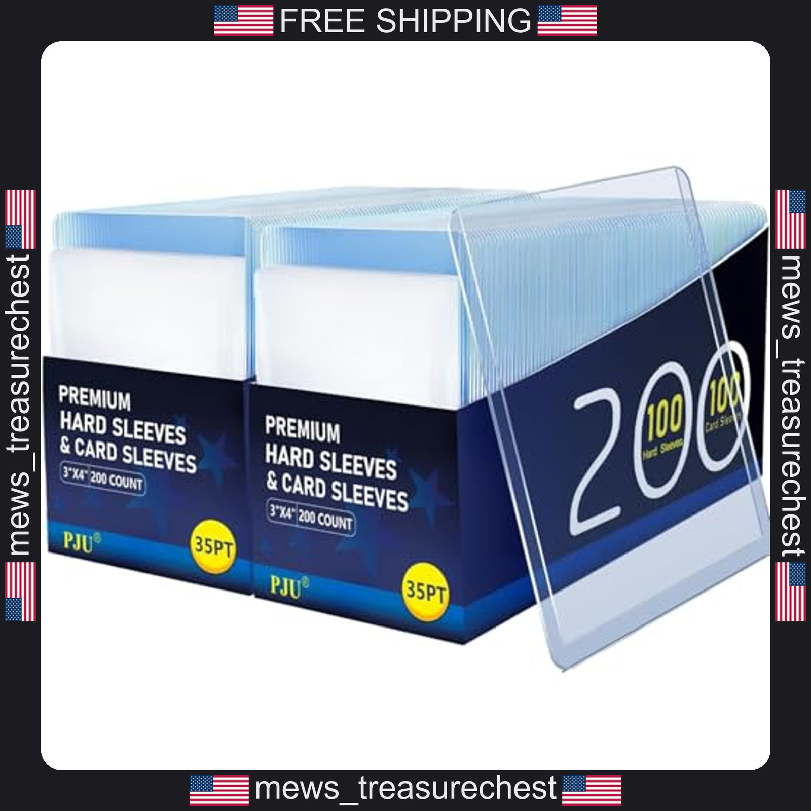 Trading Card Sleeves 3x4 Inch Hard & Soft Protectors 200/200 Pack