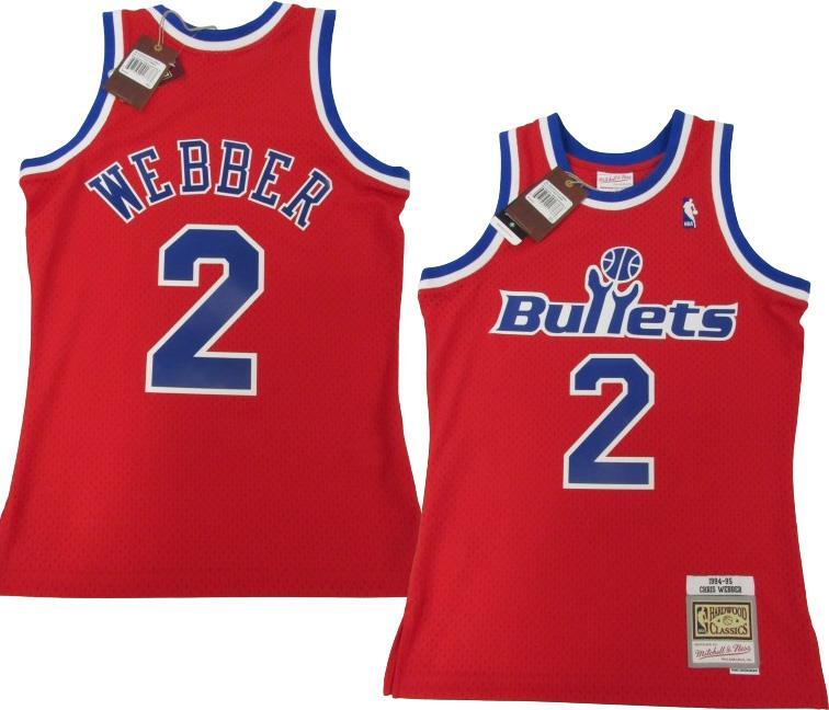New 94-95 Chris Webber #2 Bullets Mens M Mitchell & Ness Swingman Jersey $130